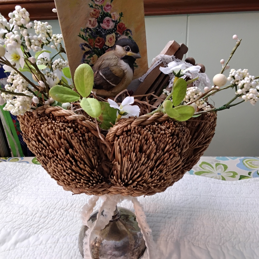 Charming Bird Nest Decor with Floral Accents - Picture 2 of 6